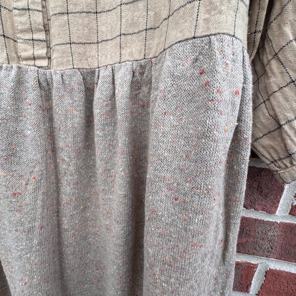 Oddy Tunic Top Womens Small Brown Textured Neutral Relaxed Fit Boho Peasant - Picture 4 of 10